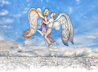 爱 天使 夫妻 浪漫 情侣 翅膀 恋人 关系 一起 一对