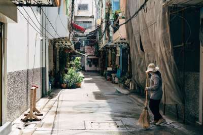 女士 扫帚 工人 街道清洁工 泰国 曼谷 亚洲 去旅行 当地的