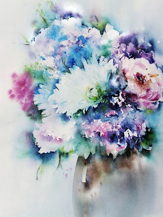 水彩 绘画 艺术 水彩颜色 一束花朵 玫瑰 静物 花 夏天的