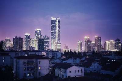 上海 城市 夜晚 景观 摩天大楼 建筑物 都会 市中心 城市景观