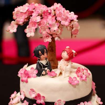 蛋糕 樱花 花见 漫画 日本 风格 婚礼 装饰