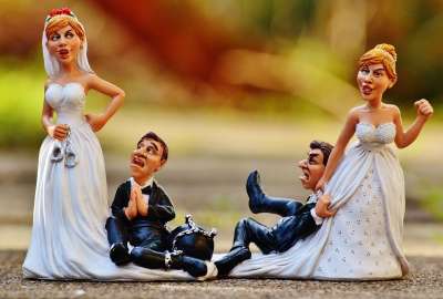 女性力量 乐趣 新娘和新郎 手铐 脚踝袖口 结婚 婚礼 婚姻