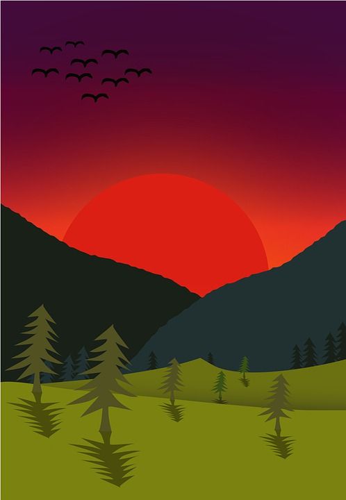 向量 景观 自然 插画家 天空 太阳 大气层 黎明 红色的
