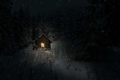 舱 冬天 夜晚 雪 寒冷的 黑夜 黑色雪 黑夜 黑夜 黑夜
