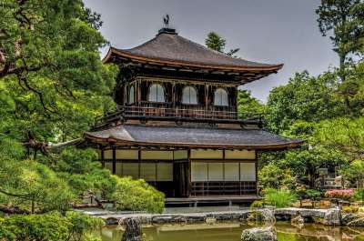 银阁寺 寺庙 京都 日本 亚洲 花园 传统的 结构 旅行 树叶