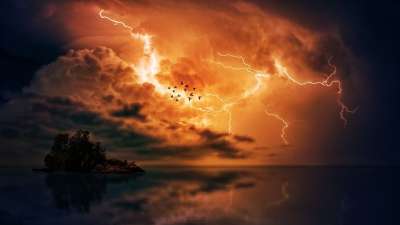 雷雨 海 云 风暴 岛 天堂 闪电 自然 神秘 天气心情 水