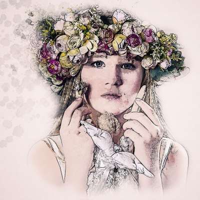 肖像 女孩 花圈 头发 金发女郎 婴儿 婴儿娃娃 模型 男人