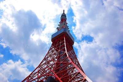 日本 东京 塔 地标 旅游景点 日本人 建造 天空 蓝色的 云