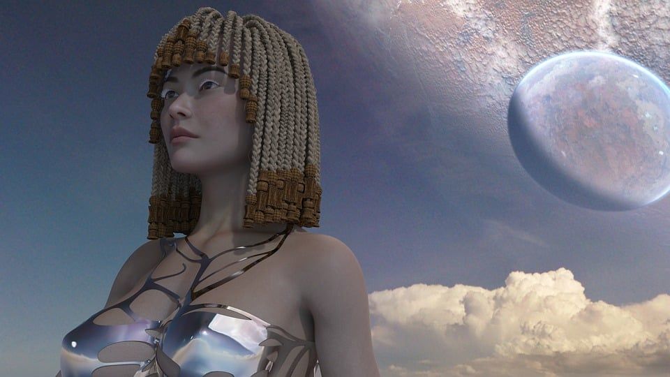 辫子, 外星人, 人体彩绘, 角色扮演, 飞碟, 科幻, 女神, 技术, 空间