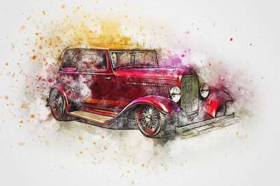 车 旧车 艺术 抽象 水彩 优质的 汽车 艺术的 T恤 水彩画