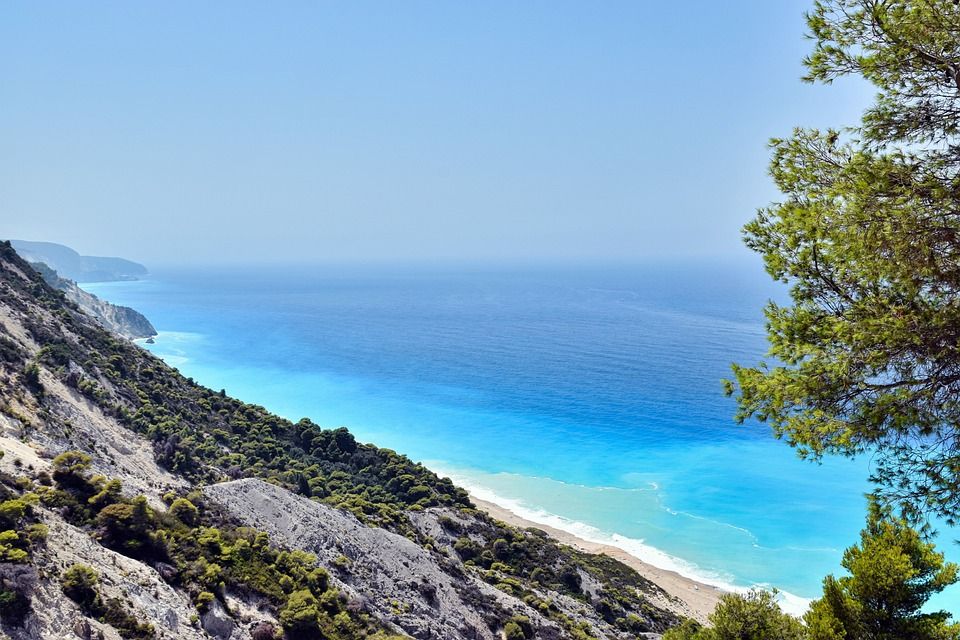 海滩, 海, 湾, 海岸, 假期, 旅行, 希腊, 夏天, 景观
