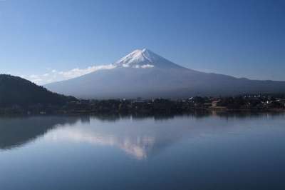 反射 富士 日本 山 湖 旅行 地标 早晨 河口湖 看法