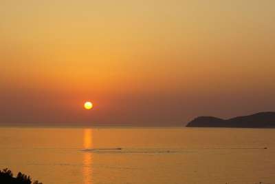 日落 大海 水
