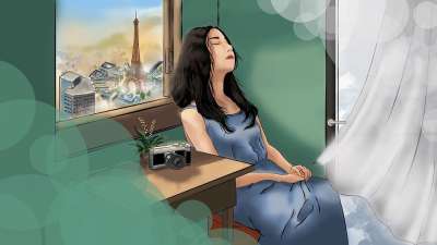 女孩 巴黎 坏的 插画师