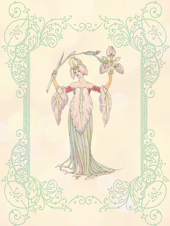 手机壁纸 女士 花 袍 时尚 优质的 复古的 框架 繁荣 墙纸