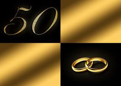 金色婚礼 50年 50 周年 50号 黄金婚礼 问候卡 婚礼当天