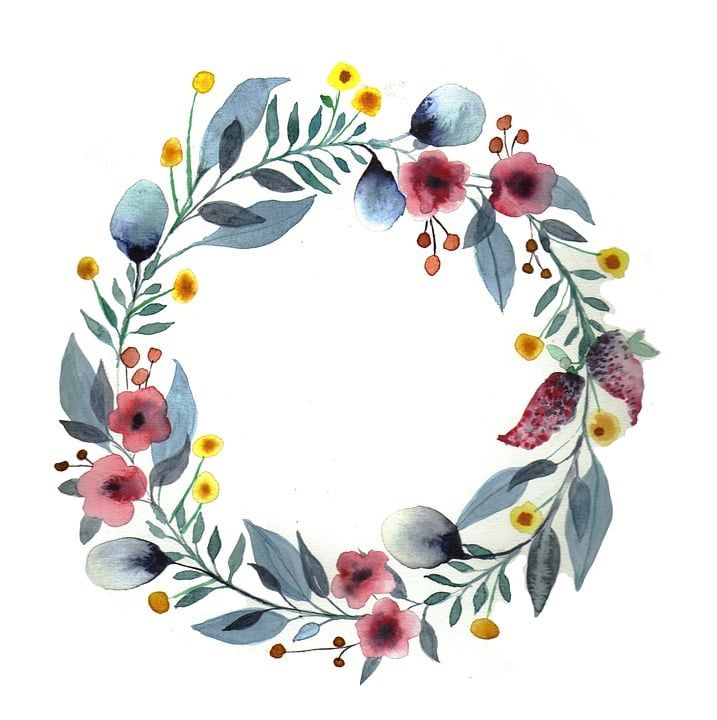 花圈 水彩 水彩画 花画 春天 花 花圈 花圈 花圈 水彩