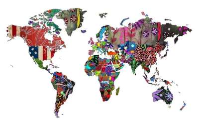 世界地图 国家 大陆 丰富多彩的 抽象