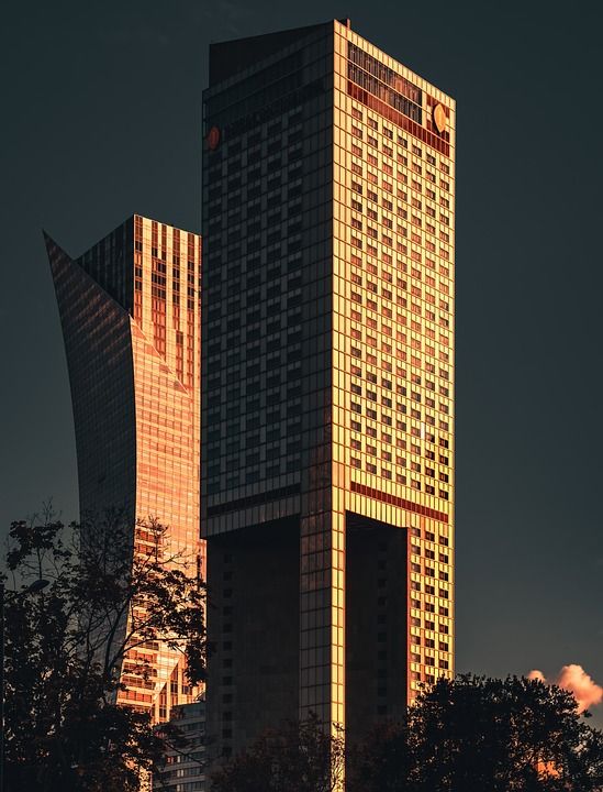 塔 高楼 建筑物 建筑 摩天大楼 日落 城市的 城市景观