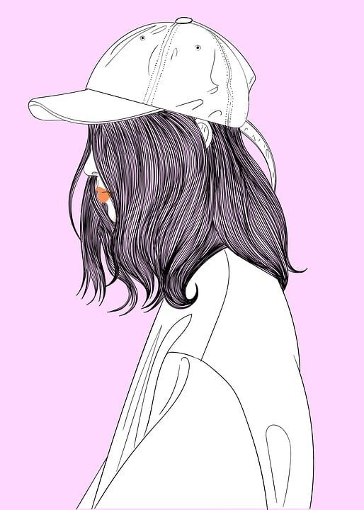 女孩 时尚 艺术 特点 庆典 时髦的 肖像 卡通片 画画 设计