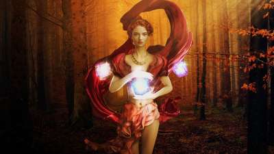 哥特 幻想 黑暗的 女士 女性 年轻 美丽 模型 魔法 元素