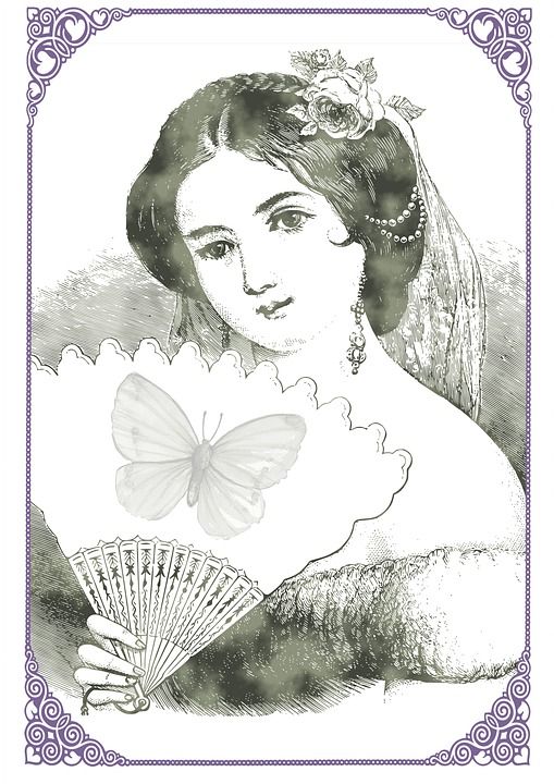 优质的 女士 画画 装裱 扇子 想要 蝴蝶 女孩 女性