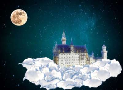 城堡 云 童话 梦 星空 魔术 梦想 月亮 天堂 星星 夜晚