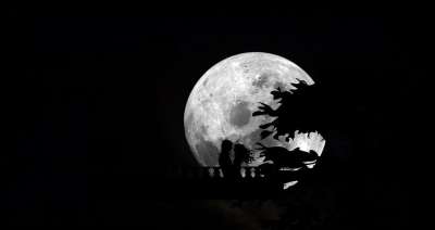月亮 夜空 夜晚 月夜 满月 自然 星星 景观 剪影 恋人