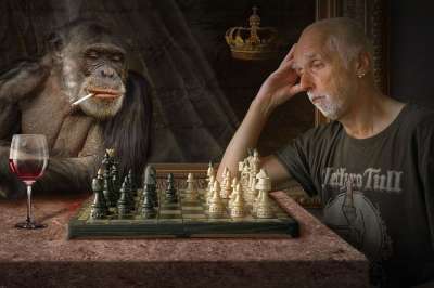 作曲 猿 蒙太奇 幻想图片 情绪 幻想 象棋 光 棋盘上的棋子