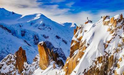 山 Cosmiques脊 登山 图 夏蒙尼 法国 景观 风景秀丽的