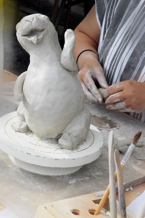 工艺品 陶 手 粘土 装饰风格 元素 工匠 工作 陶工 塑像