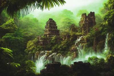生成的Ai 幻想 丛林 废墟 已过期 老 寺庙