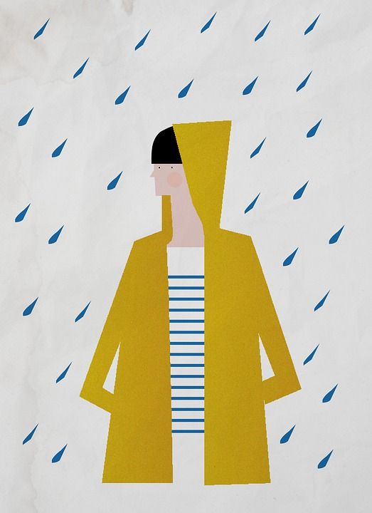 黄色夹克 雨 男人 下雨 风格 时尚 男孩 雨滴 画画