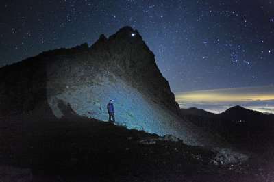 八里岳 山 登山 北阿尔卑斯 星空 明星 登山者