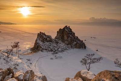 岩层 霜 贝加尔湖 西伯利亚 冬天 俄罗斯 雪 雪景
