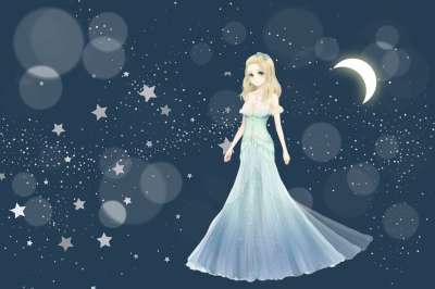 公主 夜空 童话故事 幻想 夜晚 星星 星空 月亮 散景 女孩