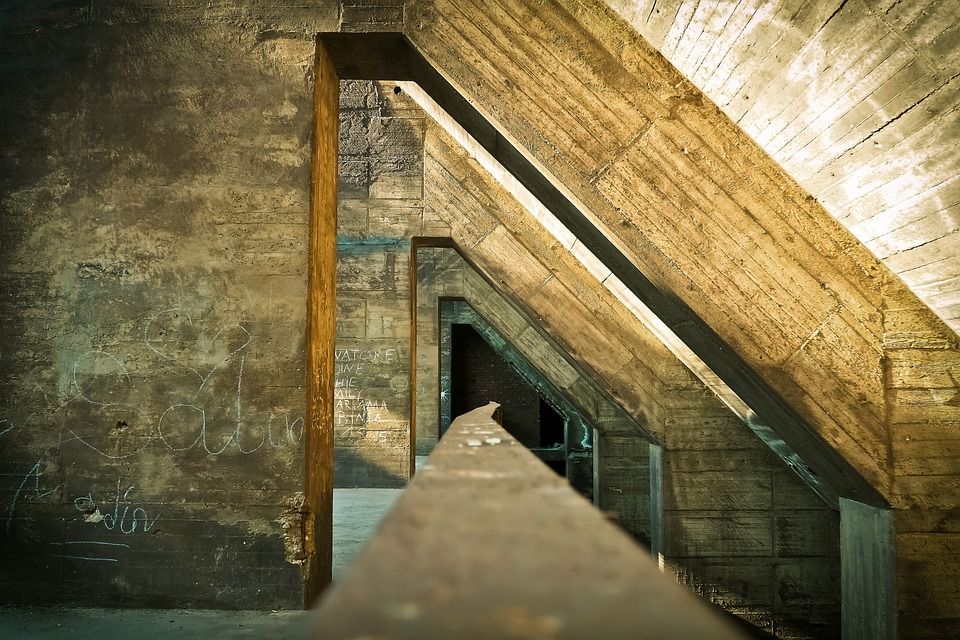 建筑学, 具体的, 建造, 正面, 结构体, 伤心, 老的, 老建筑, 老厂