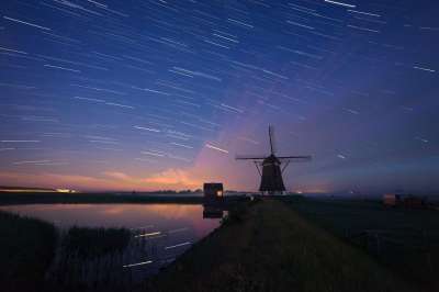明星 星空 天堂 夜空 星星 星迹 夜晚 示踪剂 风车 夜拍