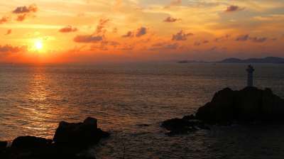 大海 宁静 红云 日落