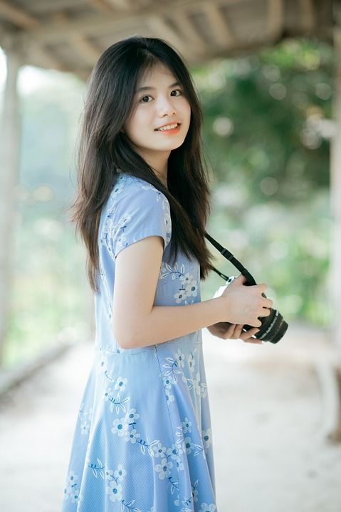 女孩 微笑 相机 摄影师 越南 朗森 肖像 女孩 女孩 女孩