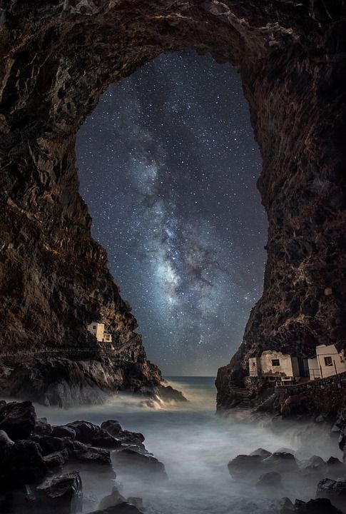 银河 海 星星 天文学 宇宙 星系 洞穴 湾 景观 自然