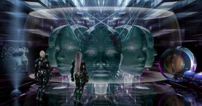 背景 墙纸 人工智能 技术 未来派 科幻 女性 球体 计算机