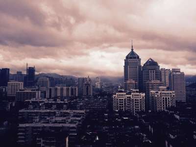 福州 傍晚 云 高楼 中国 市 晚间 Darck 福州 福州