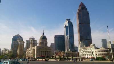 中国 天津 高楼 天津音乐厅 小白楼 马路 架构 建造 城市