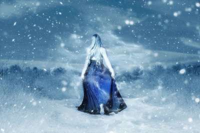 逃逸 女孩 女士 年轻 女性 人 冬天 暴风雪 幻想 电脑设计