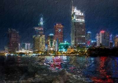 城市 高楼 摩天大楼 结构 城市景观 天际线 市中心 夜晚 照明