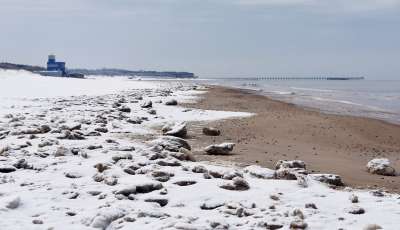 海 海滩 冬天 寒冷的海滩 白雪皑皑的海滩 景观 海景 冬天的大海