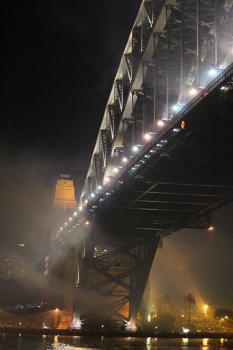 海港大桥 桥 悉尼 夜晚 结构 地标 巷道 运输 路 结构体