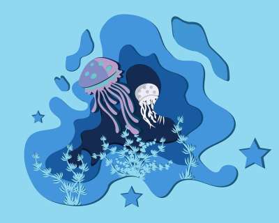 海蜇 海 水 海洋 艺术 背景