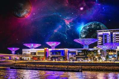 幻想 宇宙 景观 空间 行星 星星 多彩多姿的 星空 空间站